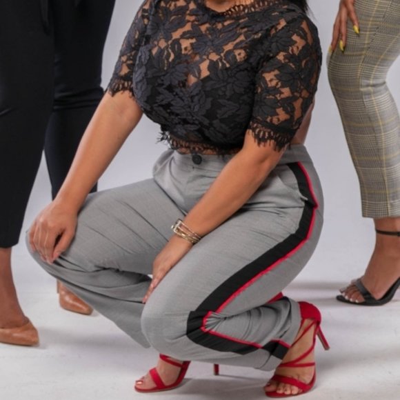 Black and Red Detailed Trouser - Picture 2 of 9